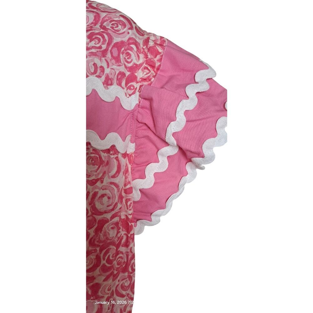 NWT Womens Sail to Sable STS XXL Dress Flutter Rose Midi Wave Trim Romantic - Picture 6 of 10